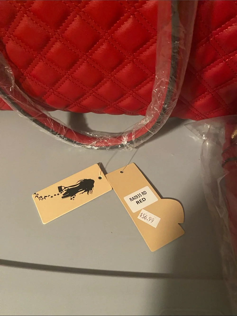 Red Quilted Dome Satchel with Gold Accent Hardware